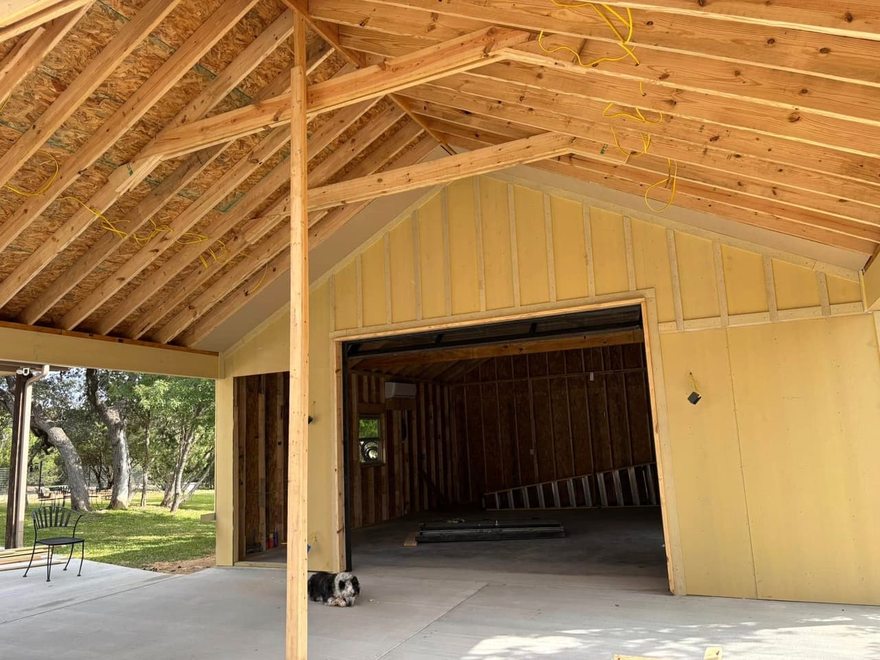 New construction rough-in electrical wiring in framing stage Hood County Texas